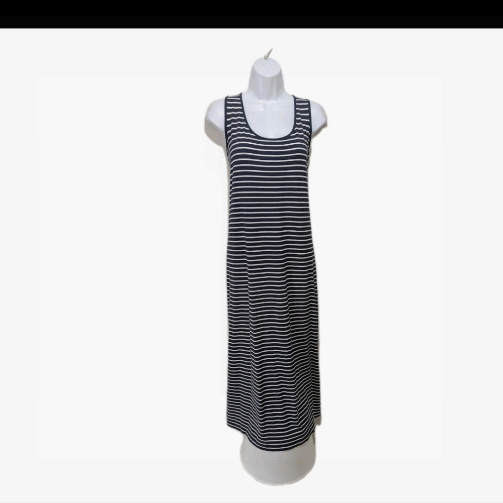 J Jill Striped Tank Midi Maxi Dress L Sleeveless Vacation Resort Boho #5555